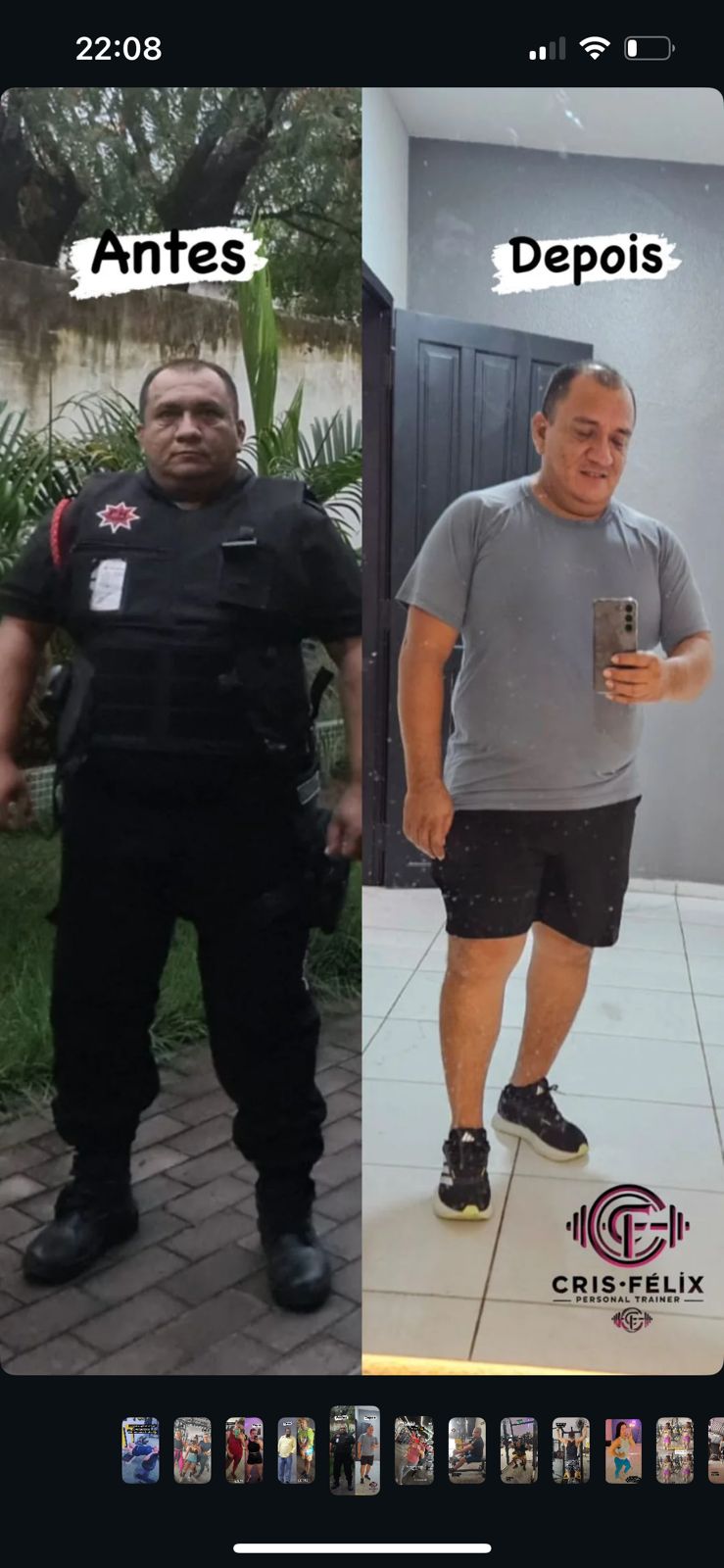 Antes e depois de aluno da Cris Félix